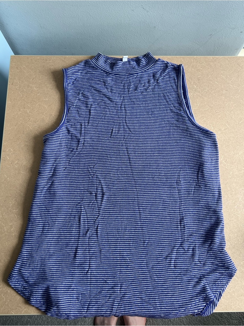 Sonoma Navy and White Striped Mock Neck Tank